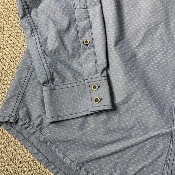 Prana Mens Shirt Size Large Blue Embroidered Short Sleeves Button Up‎ Pockets - Picture 3 of 11